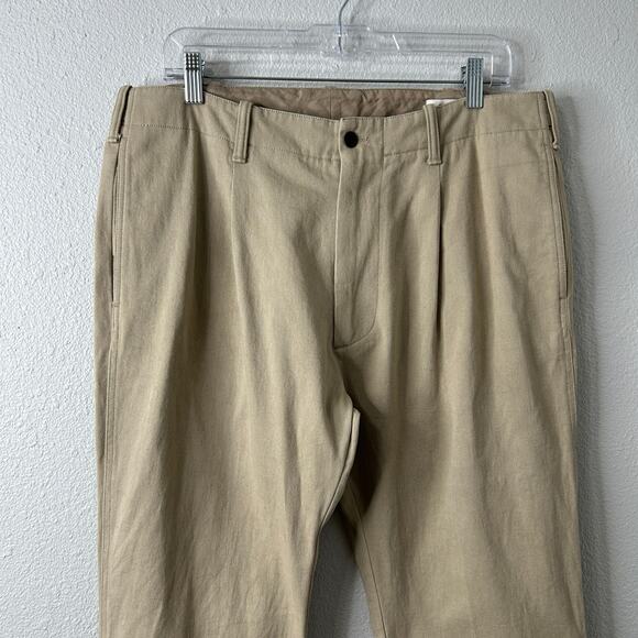 AYR The Pal Pleated Twill Pants Men’s 33x32 Khaki Relaxed Fit Straight Leg - Picture 3 of 12